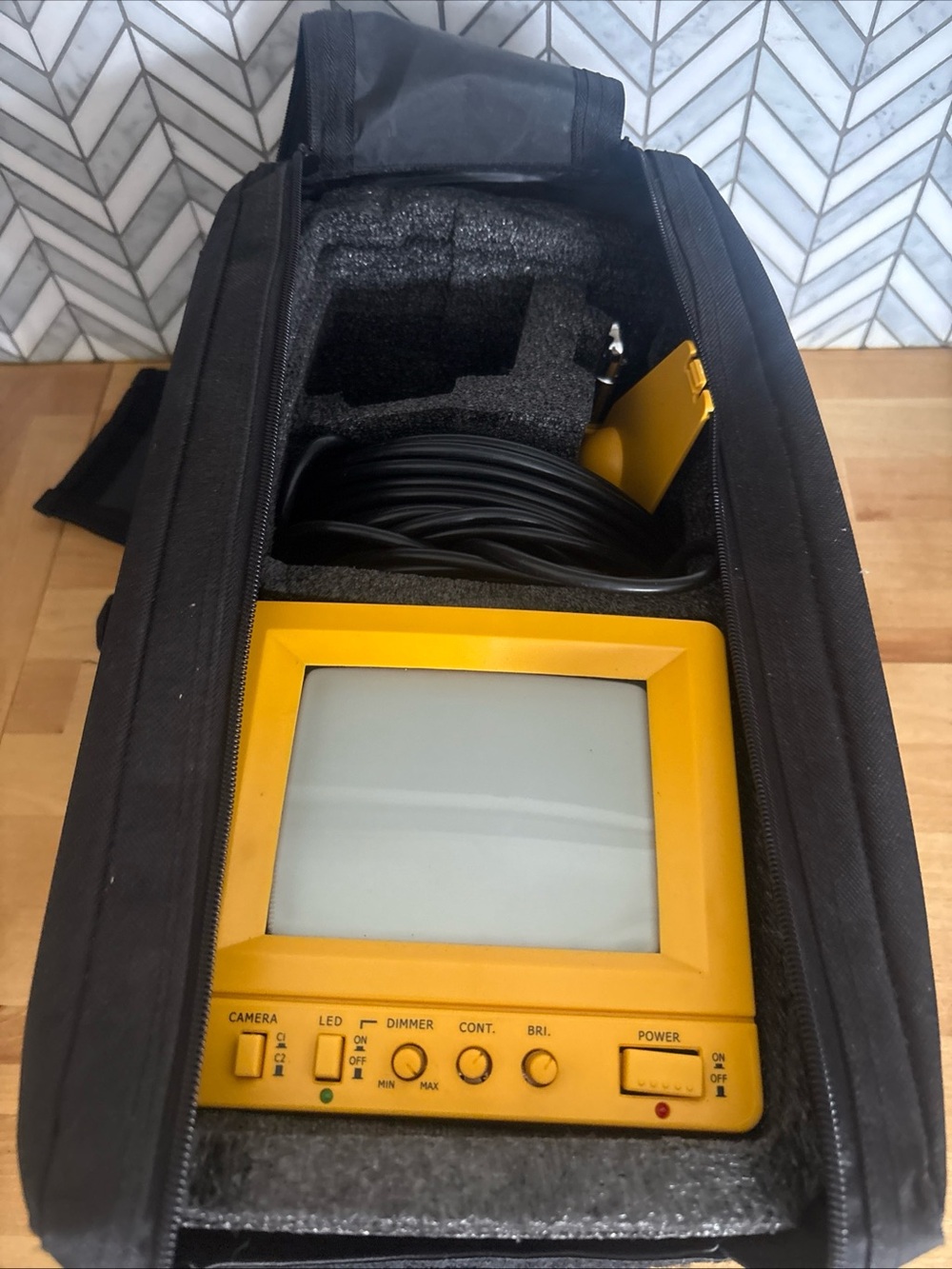 Yellow Underwater Fishing Camera Kit w/ Video Monitor, Cable & Carrying Case